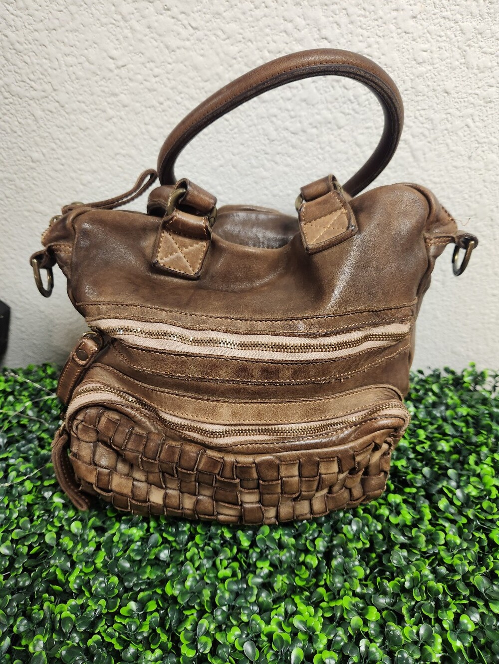 Vintage Campomaggi Butter Soft Leather Woven Shoulder Bag